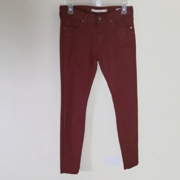 Zara Women's Primum Denim Burgundy Skinny Jeans Size 4 - Picture 1 of 5
